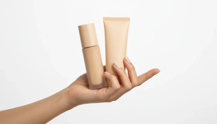 Woman holding foundation and tinted moisturiser — understanding the difference between foundation vs tint