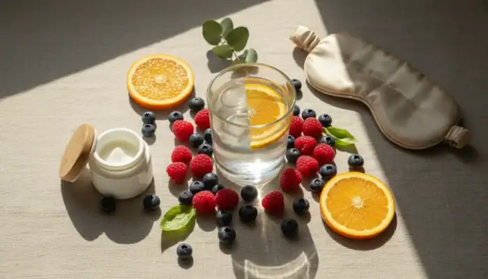 Holistic skincare lifestyle habits water fruits sleep