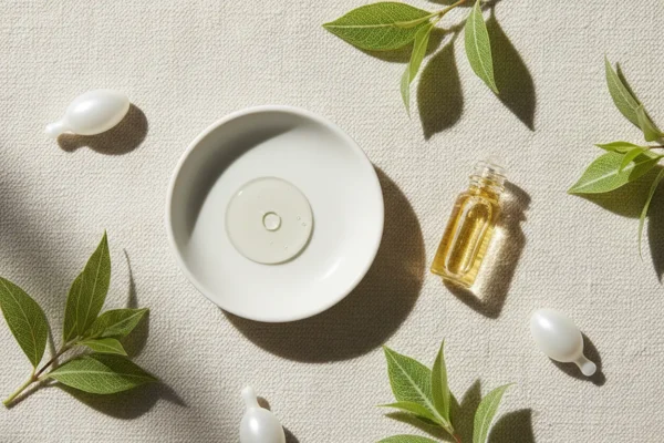 High-integrity ingredients flat lay — vitamin C, retinol, and peptides used in Noble Panacea formulations
