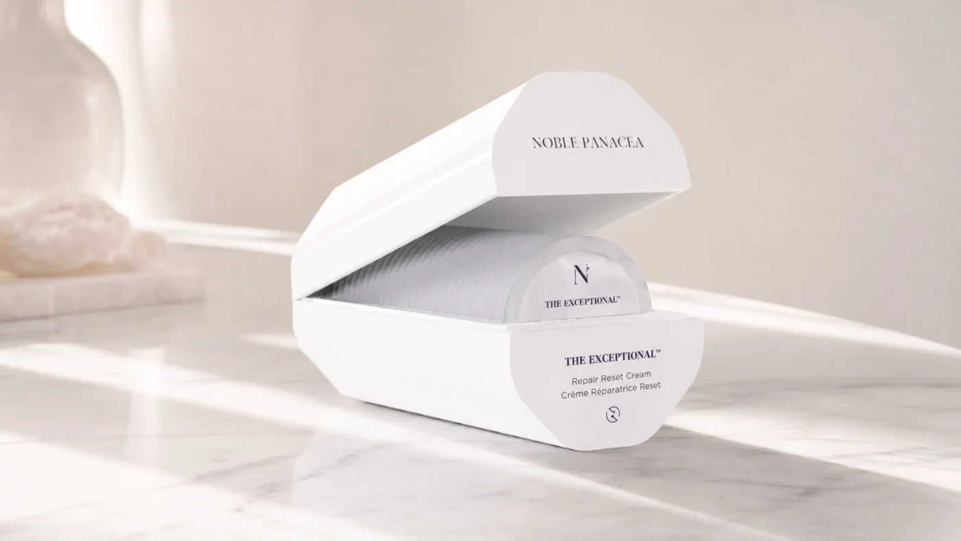 Noble Panacea skincare review – The Exceptional Repair Reset Cream box with Single-dose Active Daily Dose discs