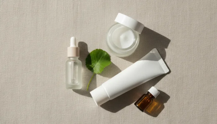Niacinamide, hyaluronic acid and ceramide serums for stressed skin barrier