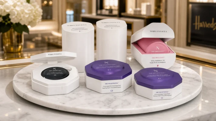 Where to find Noble Panacea skincare collection — The Absolute, The Exceptional, Chronobiology and The Brilliant available at Saks, Harrods, and Net-a-Porter