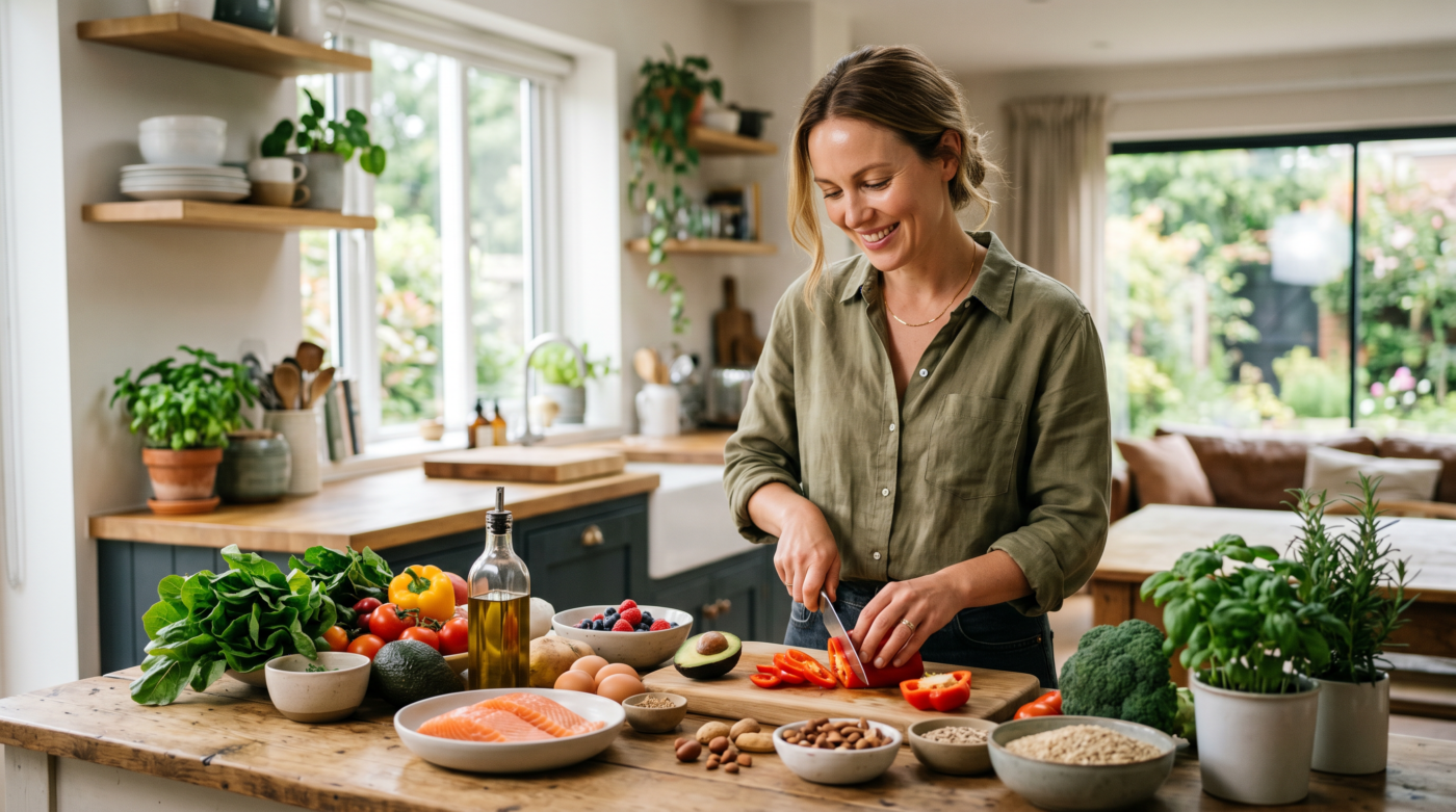 Healthy nutrition choices supporting blood sugar balance and skin health