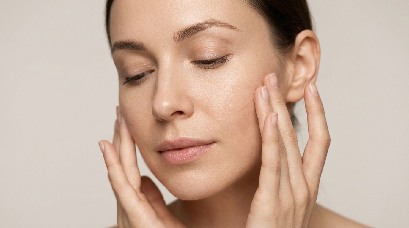 Woman applying niche serum as part of a personalized skincare routine for sensitive skin — skincare ritual and barrier health