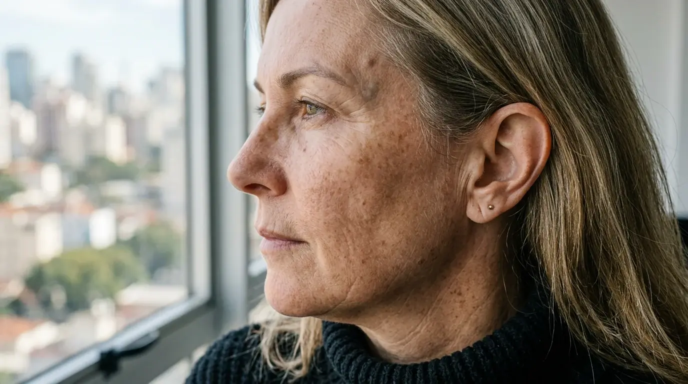 Close-up of facial skin showing pigmentation spots linked to particulate pollution exposure