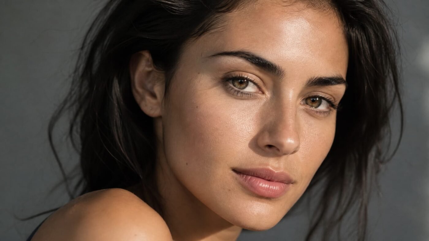 Close-up portrait of healthy, smooth, hydrated skin after barrier recovery